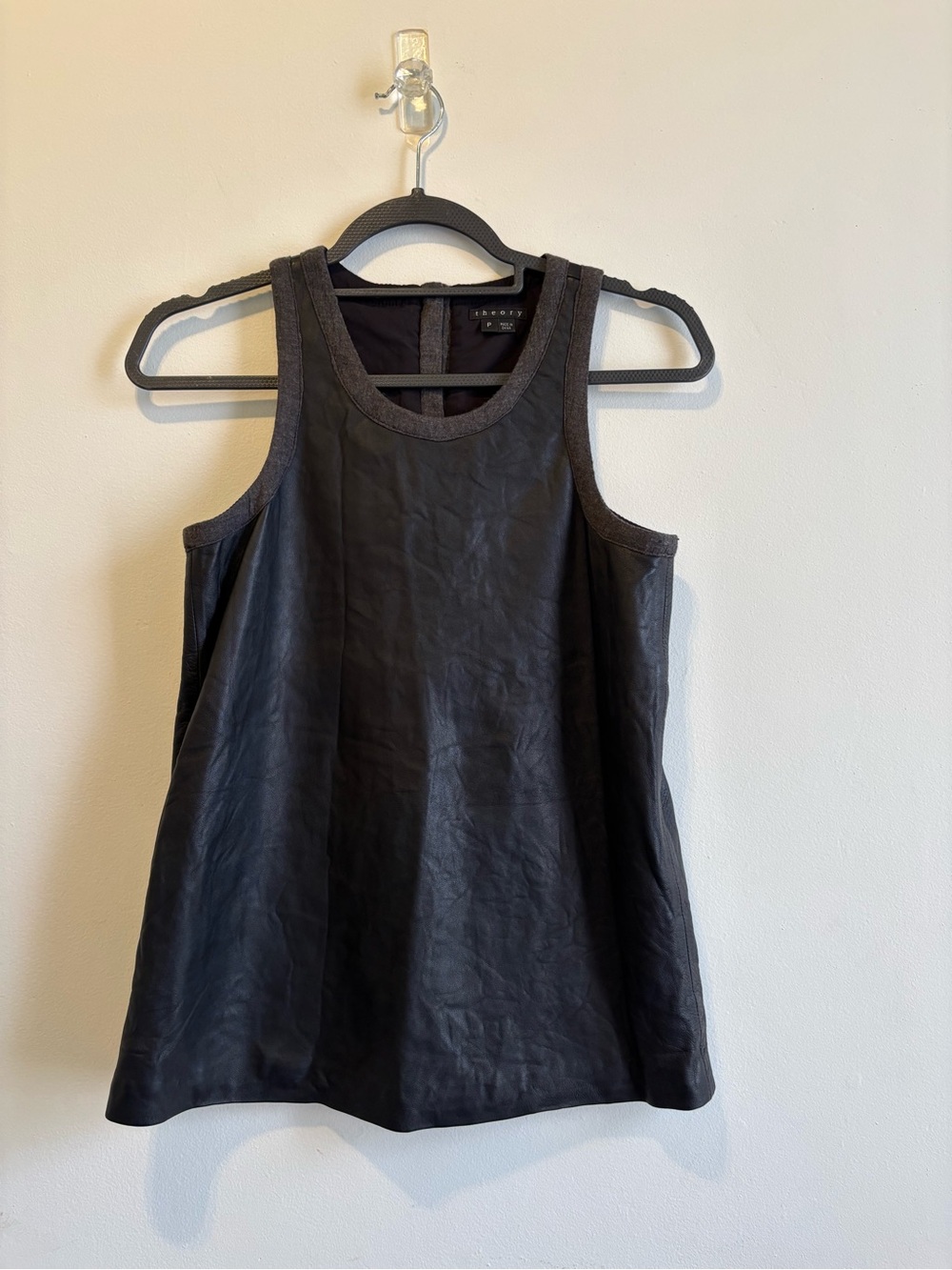 Theory Black Faux-Leather Tank Top
